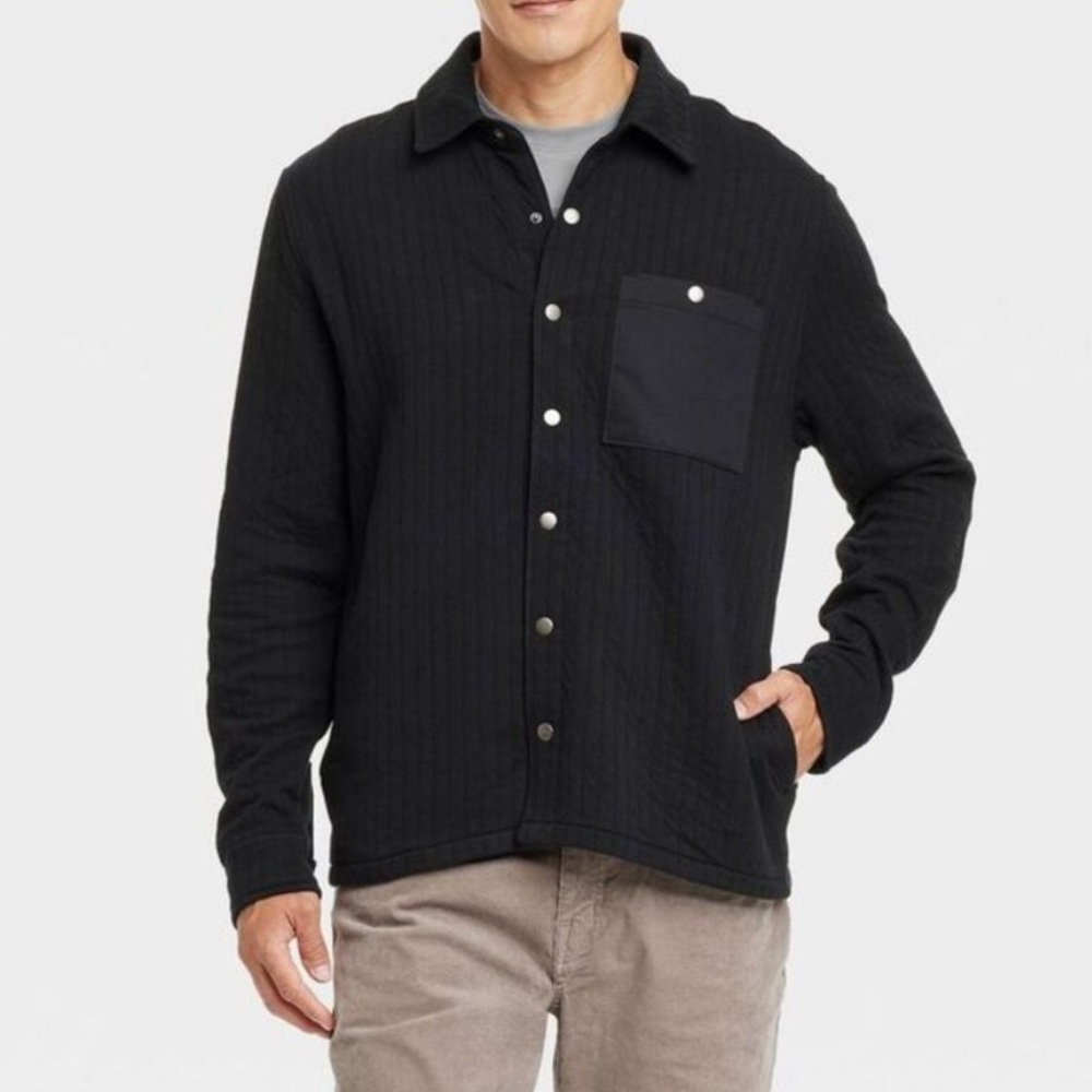 Goodfellow & Co Black Quilted Knit Shirt Jacket